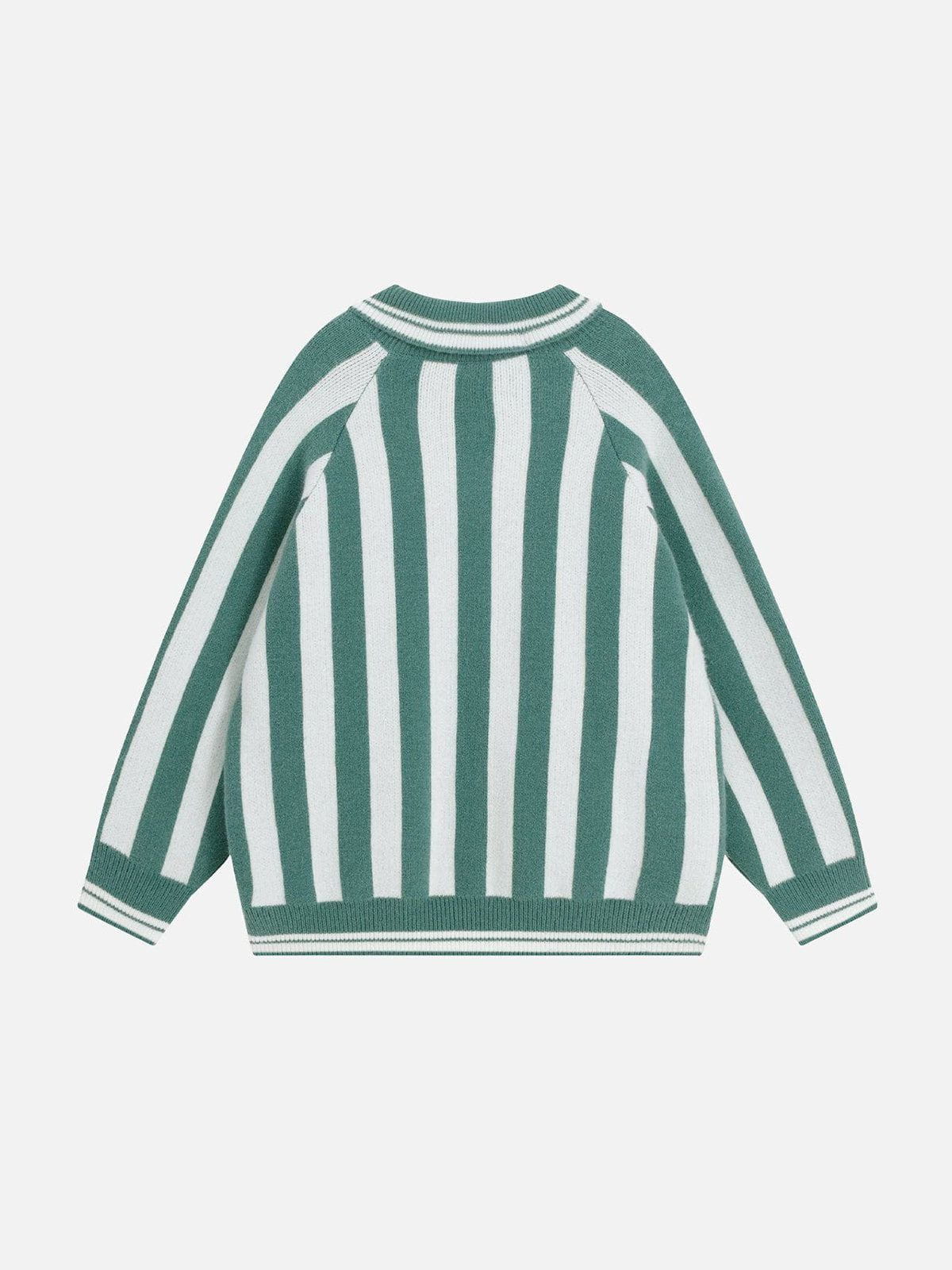 Aelfric Eden White Green Stripe Sweater