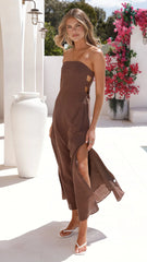 Ramona Strapless Maxi Dress - Brown