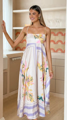Kaethe Maxi Dress - Beige/Lilac