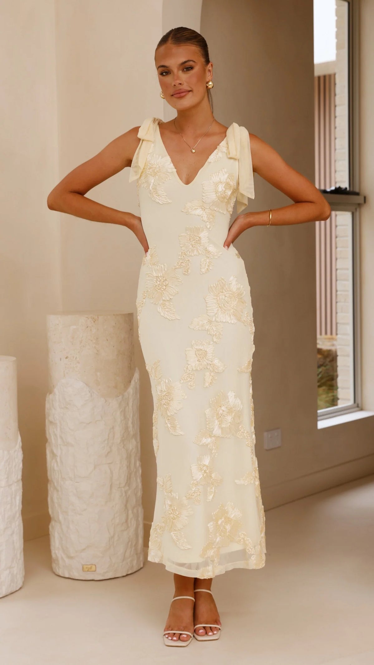 Usha Tie Strap Maxi Dress - Yellow