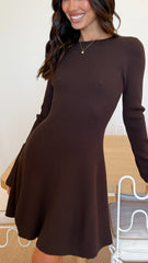 Amity Mini Dress - Dark Brown