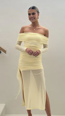 Isadora Off Shoulder Maxi Dress - Yellow
