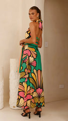 Portugal Twist Halter Maxi Dress - Apple