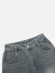 Aelfric Eden Vintage Distressed Leather Patchwork Jeans