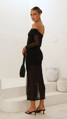 Isadora Off Shoulder Maxi Dress - Black