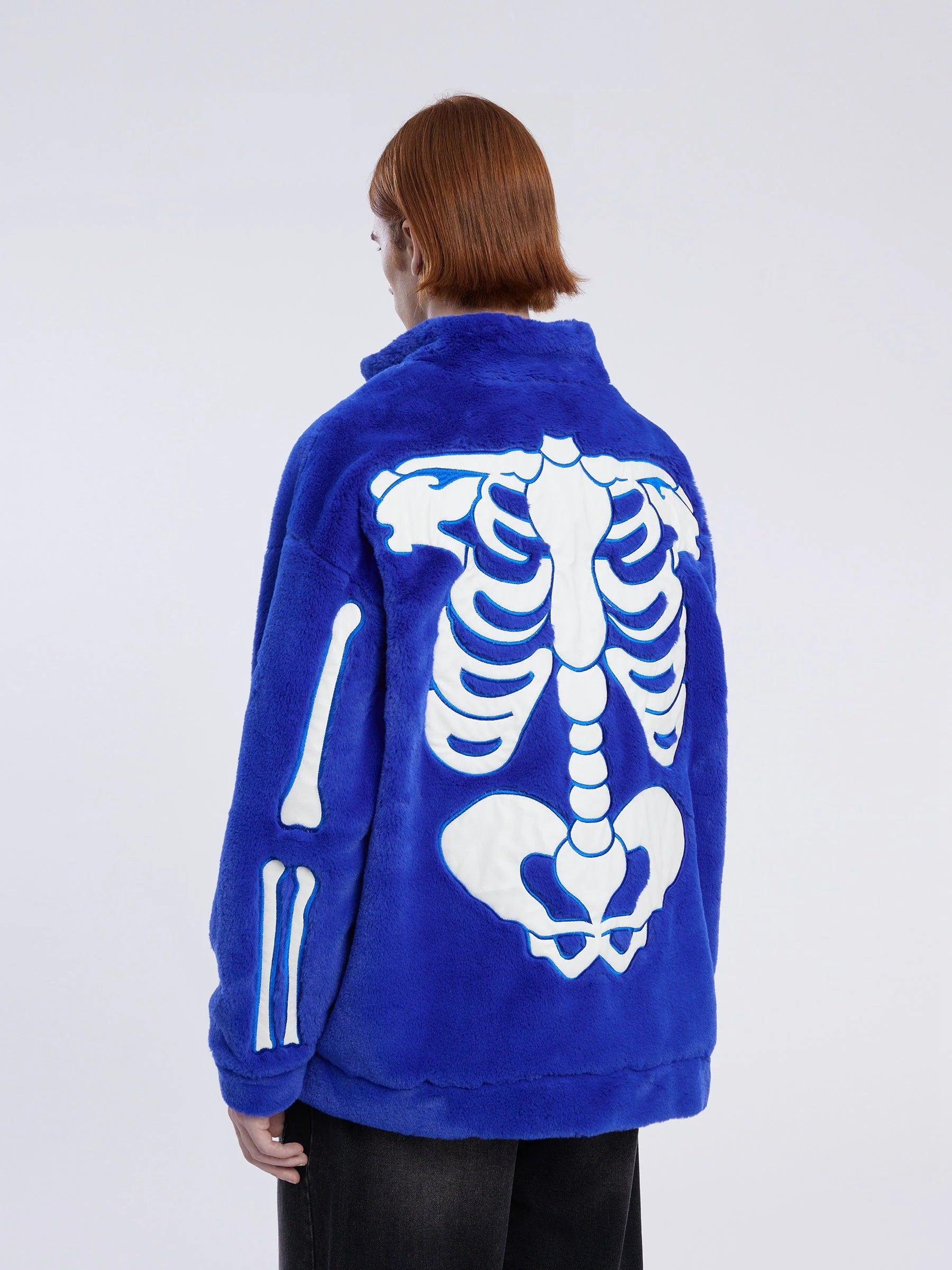 City Of Love Skull Pattern Fleece Coat