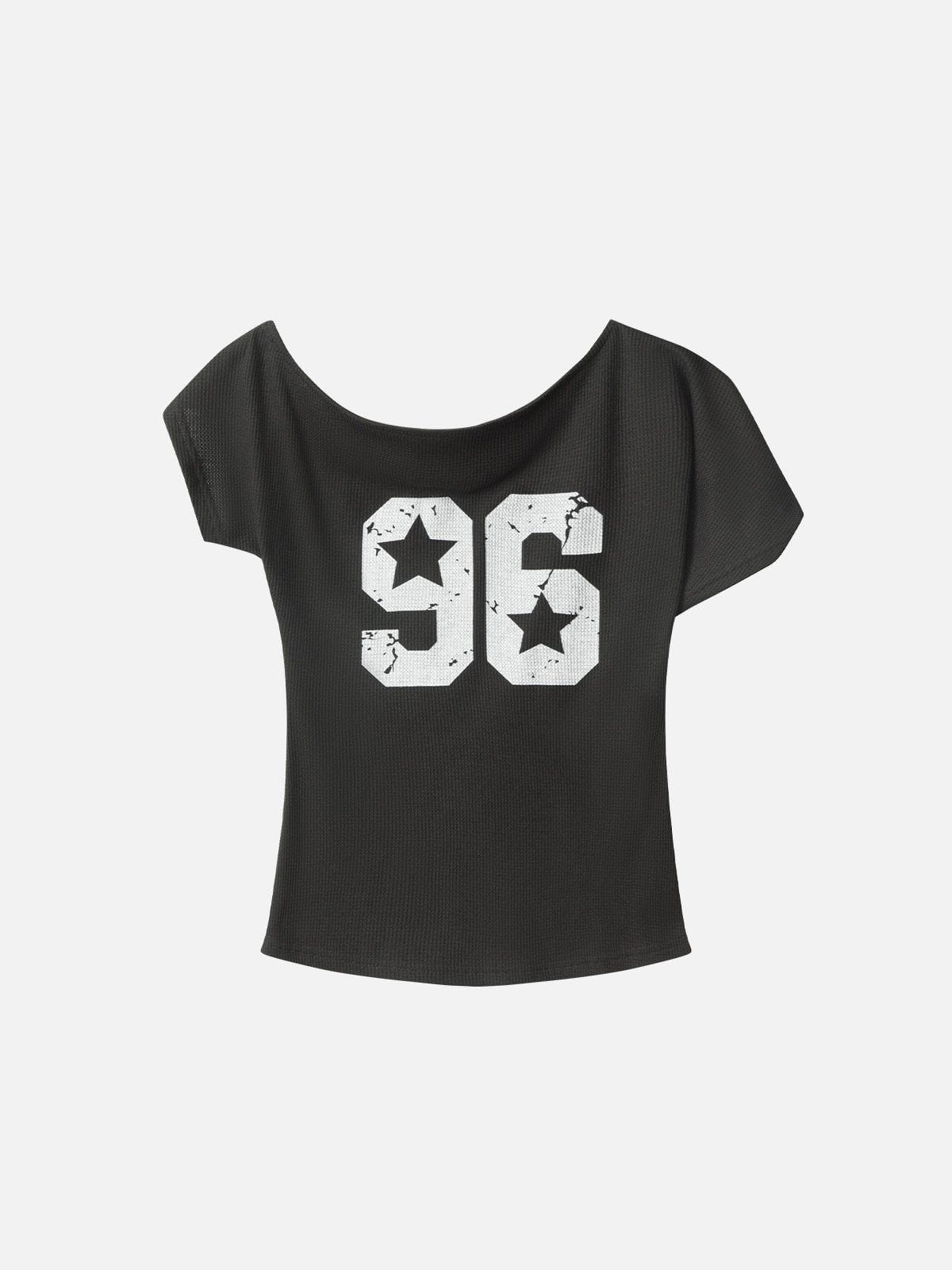 Aelfric Eden Number Print Off-The-Shoulder Tee