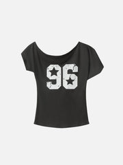 Aelfric Eden Number Print Off-The-Shoulder Tee