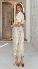 Magnolia Midi Dress - Acacia Palm Cream
