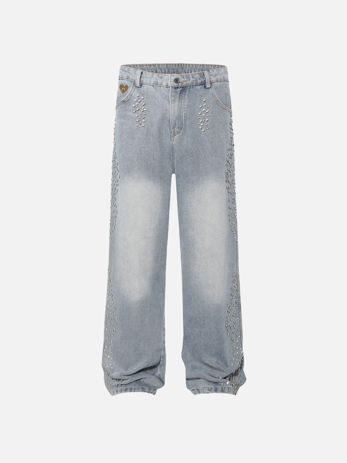Aelfric Eden Side-Embellished Rhinestone Loose Jeans
