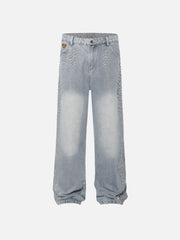 Aelfric Eden Side-Embellished Rhinestone Loose Jeans