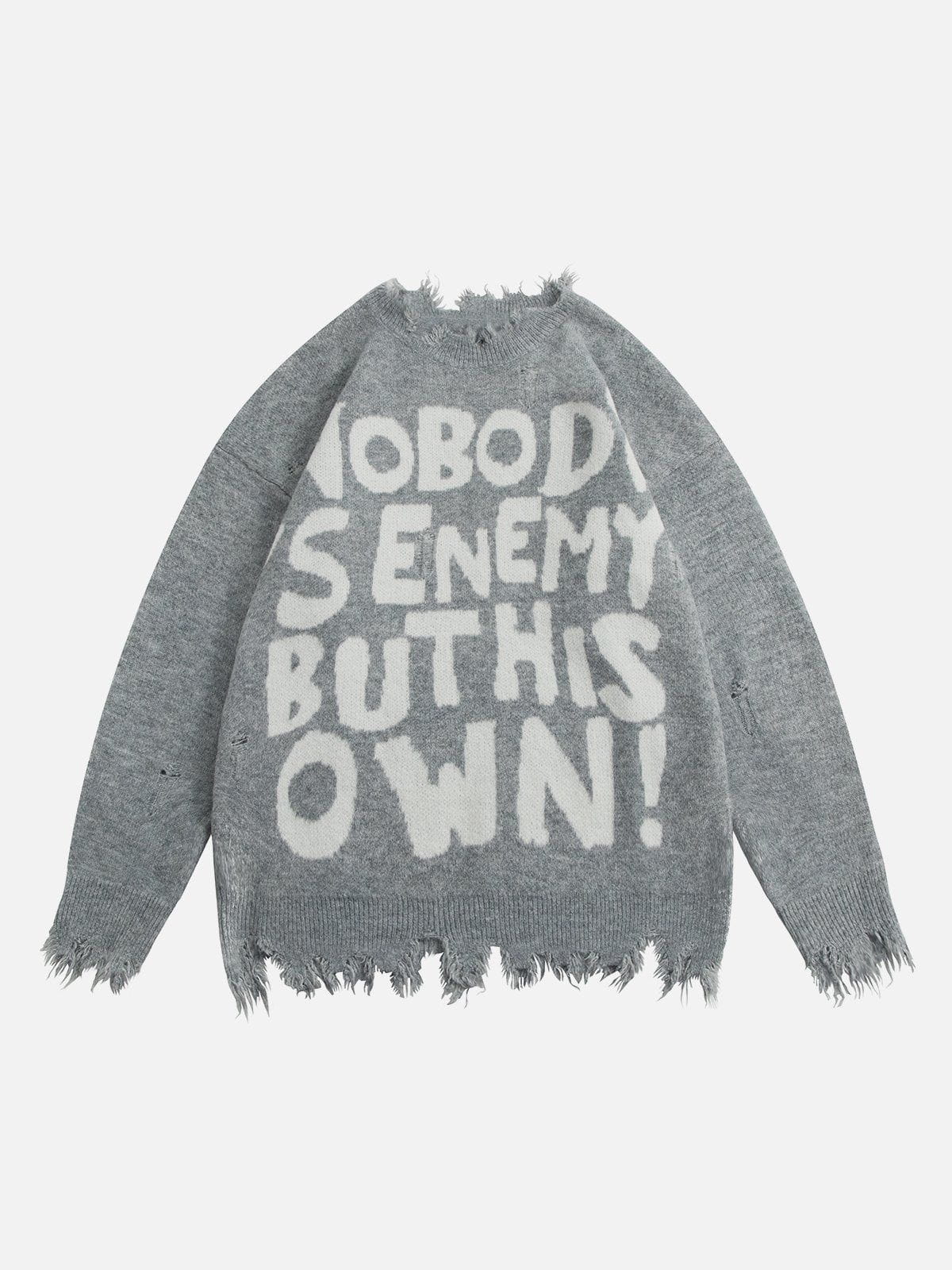 Aelfric Eden Letters Ripped Hole Sweater