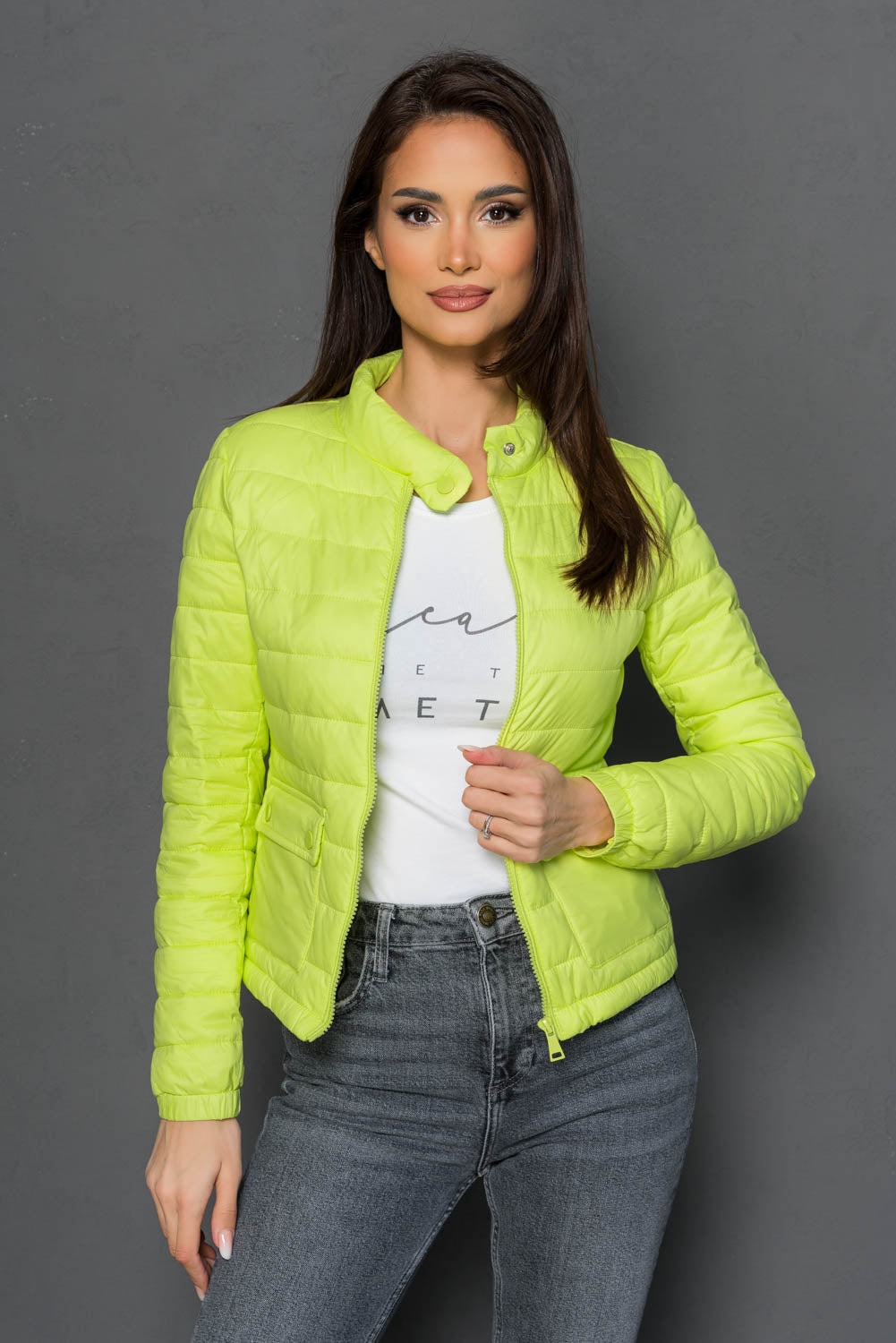 Geaca subtire fara gluga - GIULIA - Galben Neon