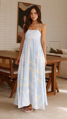 Kaethe Maxi Dress - Blue/Yellow