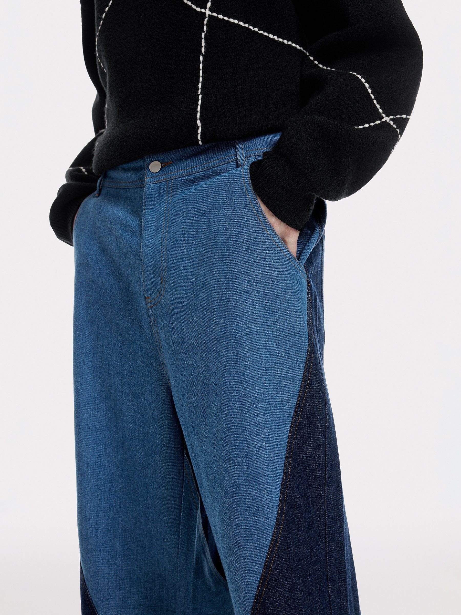 Aelfric Eden Color Blocking Patchwork Loose Jeans