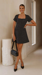 Karen Tweed Mini Dress - Black
