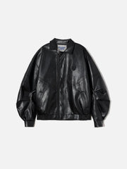 City Of Love Zip Up Ruched Leather Jacket