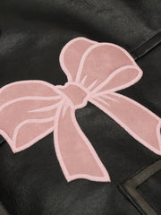 Aelfric Eden Embroidery Bow Faux Leather Jacket