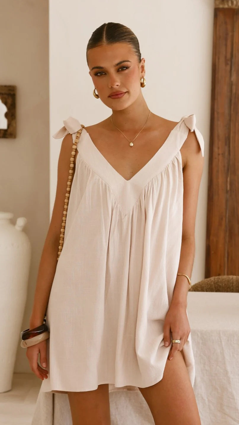 Lanna Mini Dress - Beige