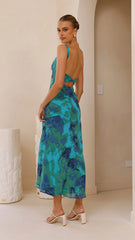 Margo Midi Dress - Blue/Green Floral