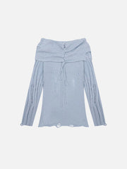 Aelfric Eden Distressed Off-The-Shoulder Boxy Sweater