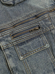 Aelfric Eden Zip Up Washed Denim Vest