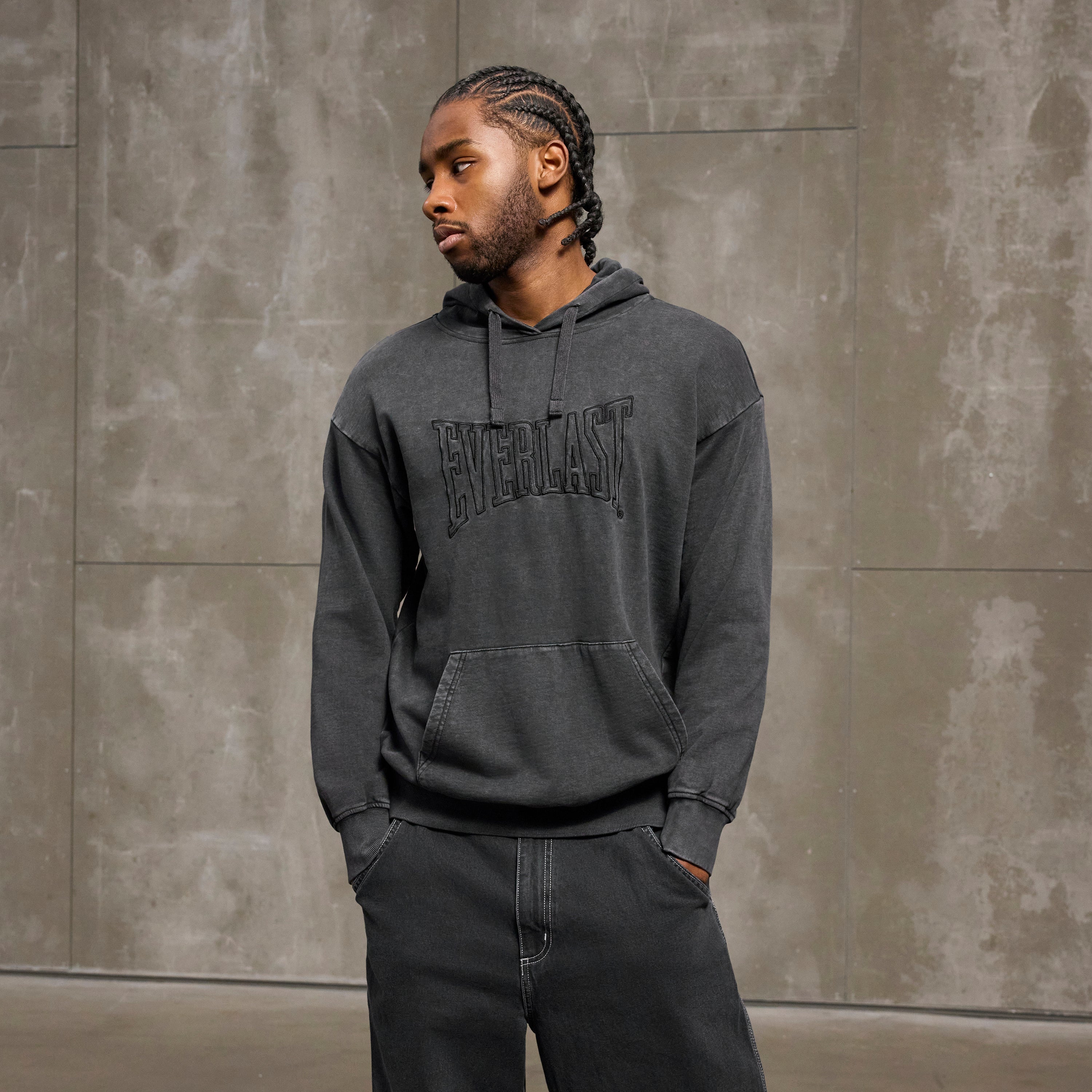Everlast® EVERLAST WASHED EMB SWEAT HOODIE Hoodie Black
