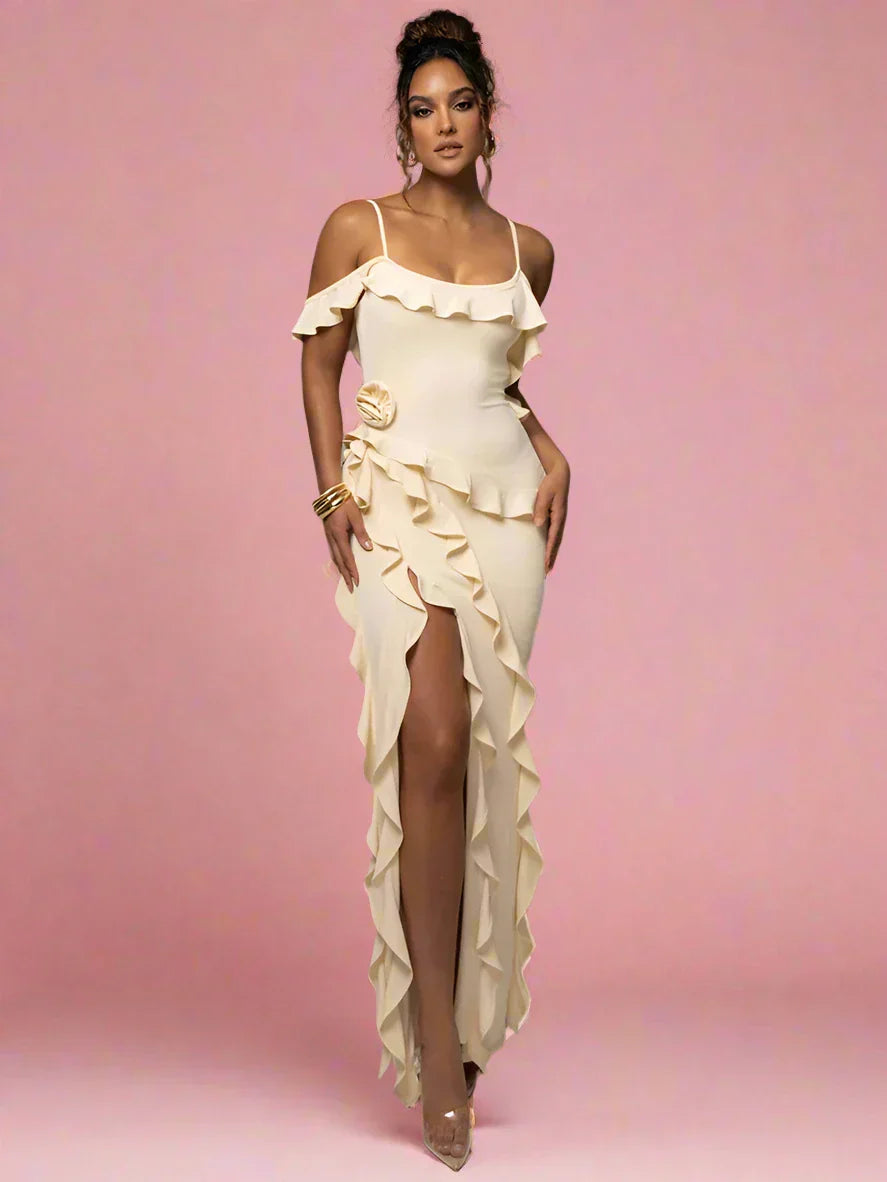 Siren Slit Maxi Ruffled Dress