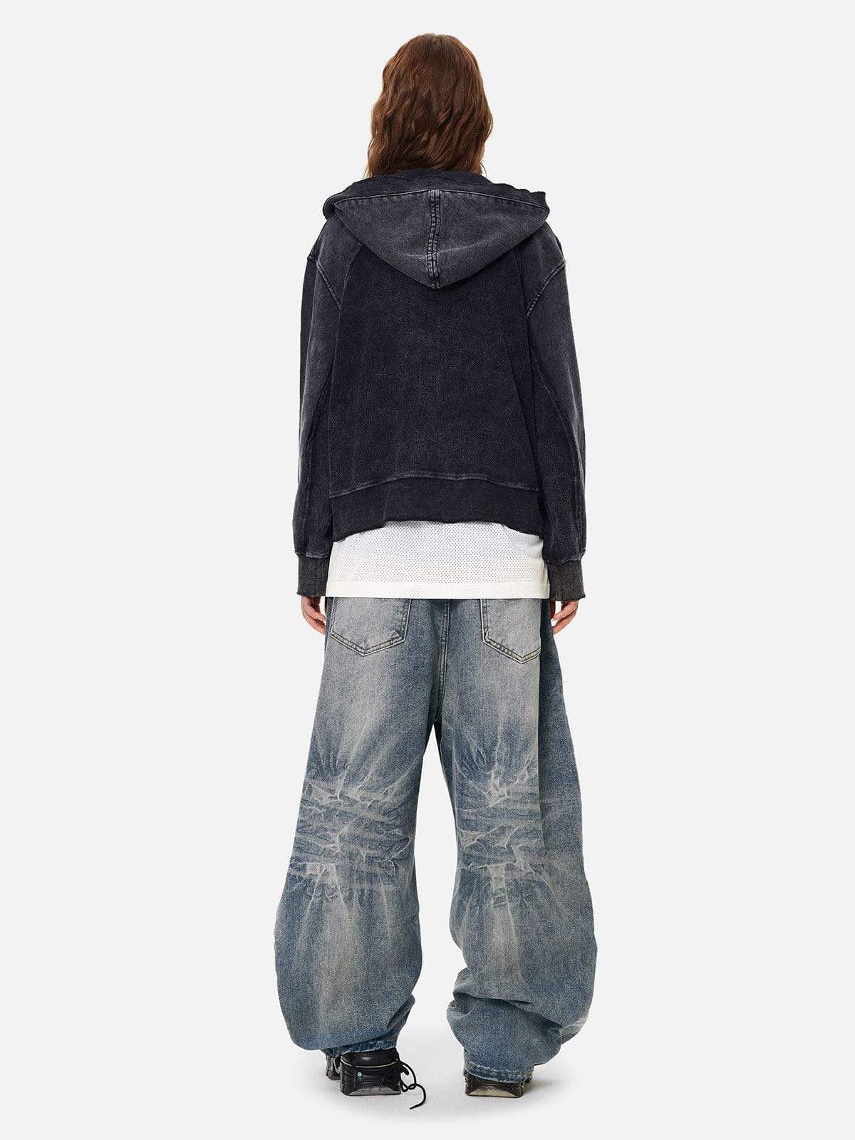 Aelfric Eden Deconstruction Patchwork Washed Barrel Jeans