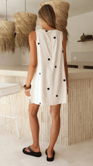 Natala Shift Mini Dress - Oat/Black Polka Dot