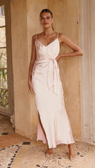 Yasmeen Tie Front Maxi Dress - Pink