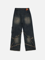 Aelfric Eden Distressed Effect Patchwork Star Denim Jeans