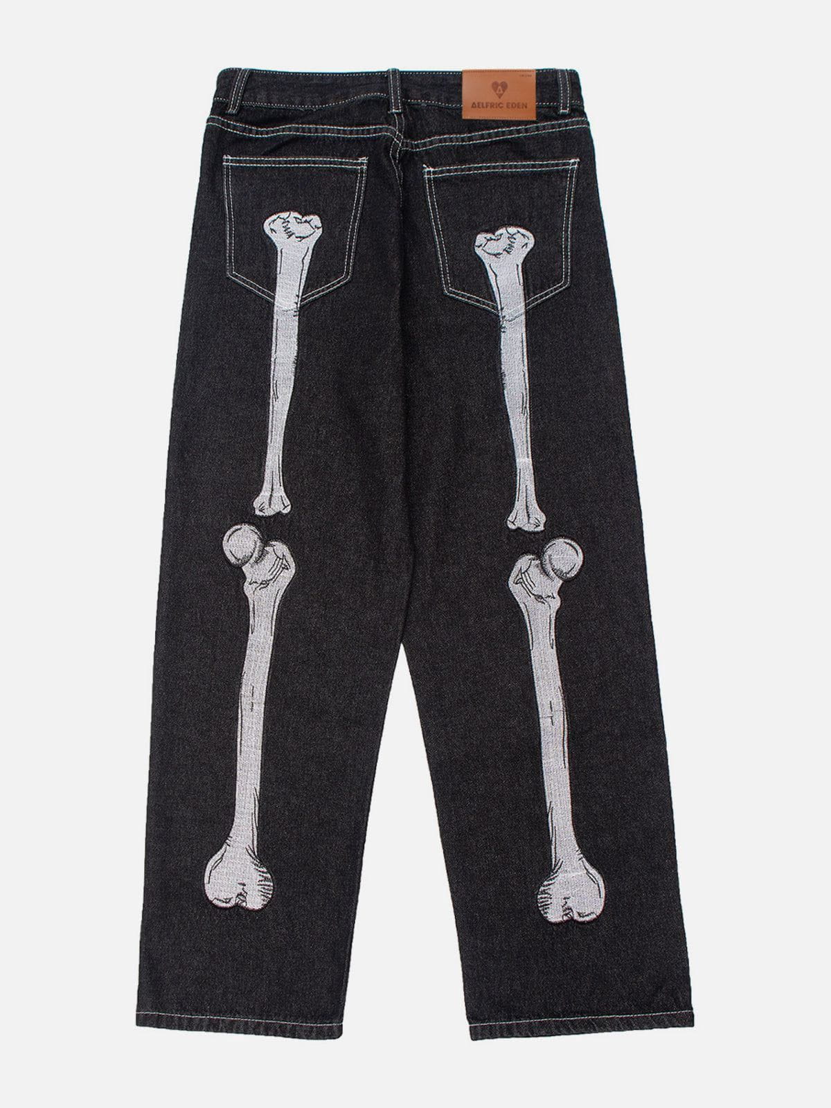 Aelfric Eden Skull Bone Embroidery Loose Jeans