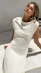 Tanaya Knit Off Shoulder Maxi Dress - Natural