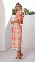 Magnolia Midi Dress - Acacia Palm Melon