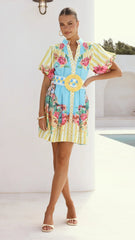 Talisha Mini Dress - Positano Blue
