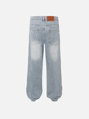 Aelfric Eden Side-Embellished Rhinestone Loose Jeans