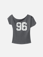 Aelfric Eden Number Print Off-The-Shoulder Tee