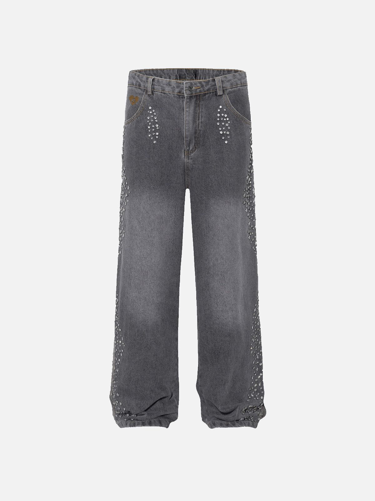 Aelfric Eden Side-Embellished Rhinestone Loose Jeans