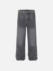 Aelfric Eden Side-Embellished Rhinestone Loose Jeans