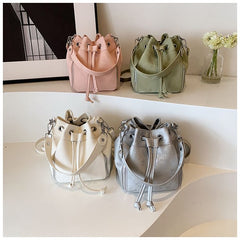 Drawstring Bag Leather Faux Bucket