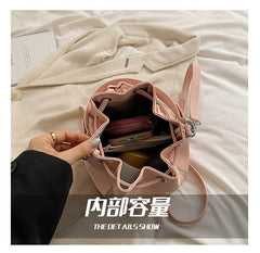 Drawstring Bag Leather Faux Bucket