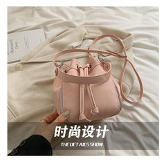Drawstring Bag Leather Faux Bucket