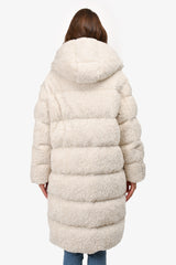 Moncler White Shearling Hainardia Giubbotto Coat Size 4