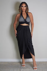 One baddie girl Sexy Striped Cropped Knitted Top