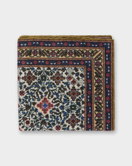 Wool/Silk Pocket Square in Bone/Blue/Butter Mosaic