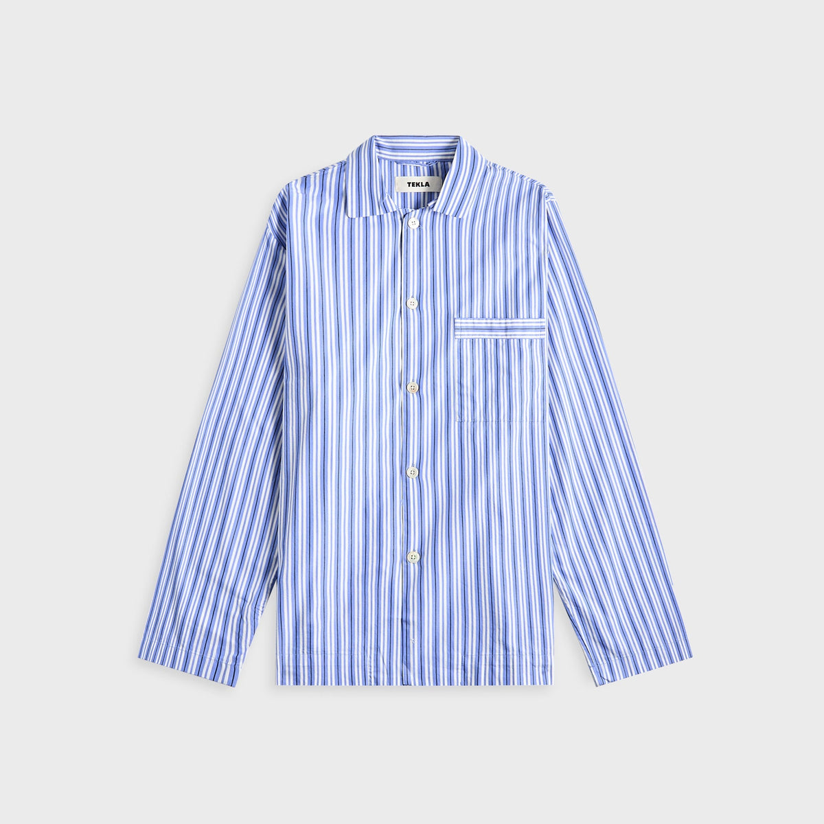 Tekla Cotton Poplin Pyjama Shirt in Penny Stripes