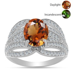 Anillo de Plata con Zultanita de Anatolia certificado y cultivado en laboratorio y Topacio Blanco