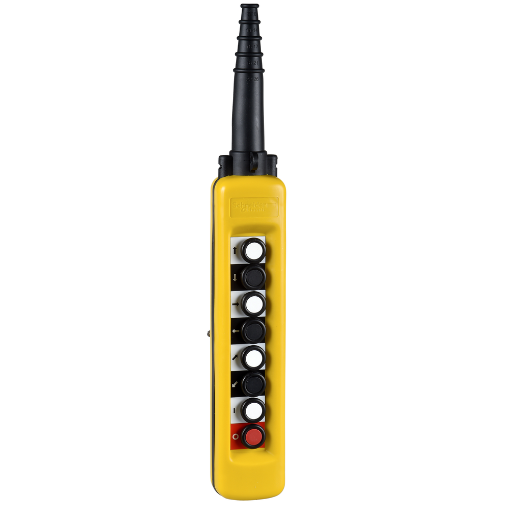 XACA871 - Pendant control station, Harmony XAC, plastic, yellow, 8 push buttons, 1 to 7 with 1NO, 8th with 1NC