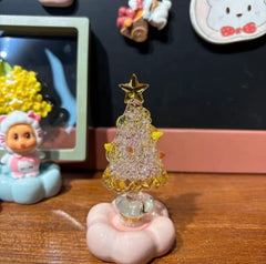 🎄 Mini Glass Spinning Christmas Tree – Handcrafted Holiday Ornament
